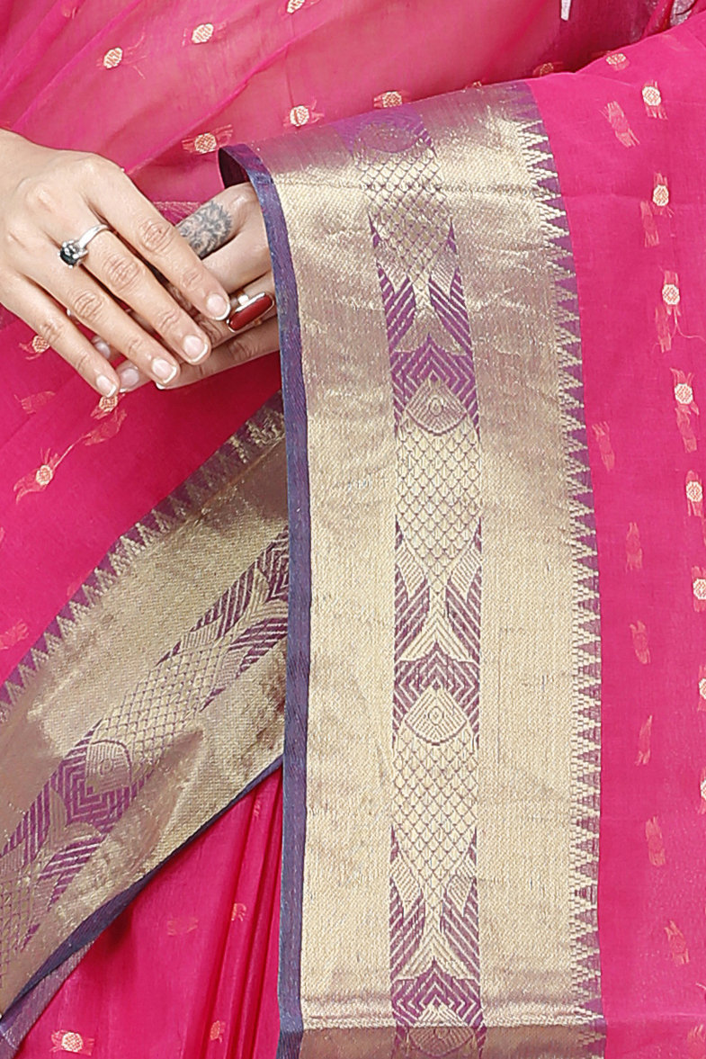 Pink Pure Cotton Griva Tant Saree (919)